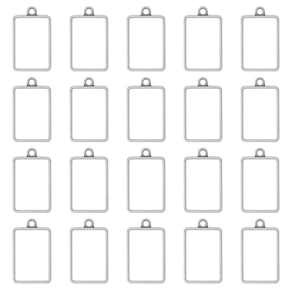 Oubaka 50pcs Open Bezels for Resin,Rectangle Hollow Bezel Pendants Open Frame Pendant Open Back Bezel Pendant Resin Craft Bezels for Earrings,Necklace,Bracelet,Pressed Flower,DIY Craft(White K) - color: White K;Rectangle;Style B