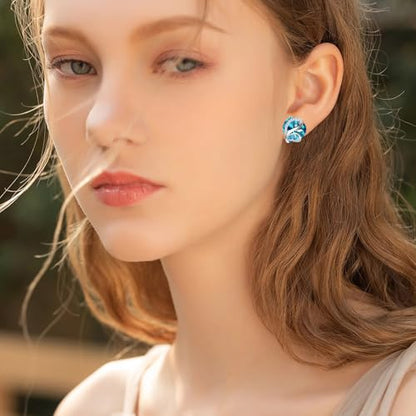 Butterfly Heart Birthstone Crystal Stud Earrings for Women S925 Sterling Silver Heart Birthstone Studs Birthday Gifts for Wife Mother Daughter Girlfriend Mom - color: 12-December
