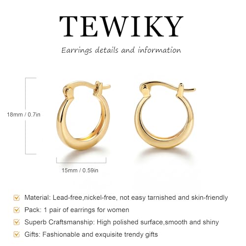 Chunky Gold Hoop Earrings for Women 14k Gold Plated Thick Triple Earrings | Hypoallergenic Trendy Chunky Gold Hoops Earrings,Dainty Jewelry Gifts for Women - style: Gold Minimalist Polished earring