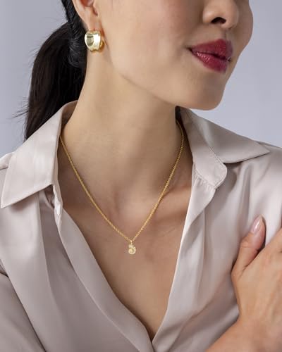PAVOI 14K Gold Plated Dainty Cubic Zirconia Pendant Necklace for Women | Dot, Elephant, Butterfly, Pineapple, Lock, Knot, Palm Tree, Bow, Smiley Pendant | Layering Chain Necklaces - style: Conch Seashell