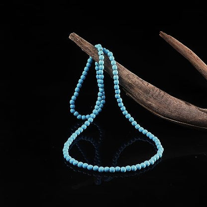 COLORFUL BLING 8MM Natural Wood Bead Necklace Africa Wooden Chain Statement Unisex Chunky Strand Necklaces Hip Hop Jewelry - color: light blue