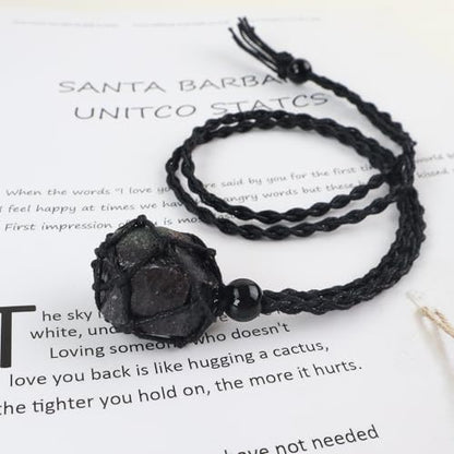 weryerker Natural Gemstone Pendant Necklace Healing Crystal Stone Pendant with Hand-Woven Rope Adjustable for Women Men - color: 1pc Garnet