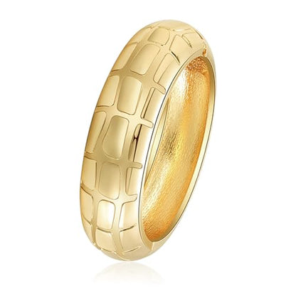 Chunky Gold Bangle Bracelets for Women, 14K Gold Plated Wide Cuff Bracelet | Stackable Open Cuff Bangles, Trendy Statement Jewelry Gift for Women - color: Gold-8