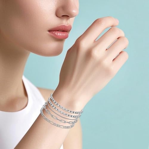 Gold/Silver Jewelry Set for Women Layered Bracelets Ball Dangle Hoop Earrings Stackable Knuckle Rings Set Dainty Adjustable Necklaces Valentine Anniversary Trendy Party Costume Accessories Jewelry - style: Fashionable
