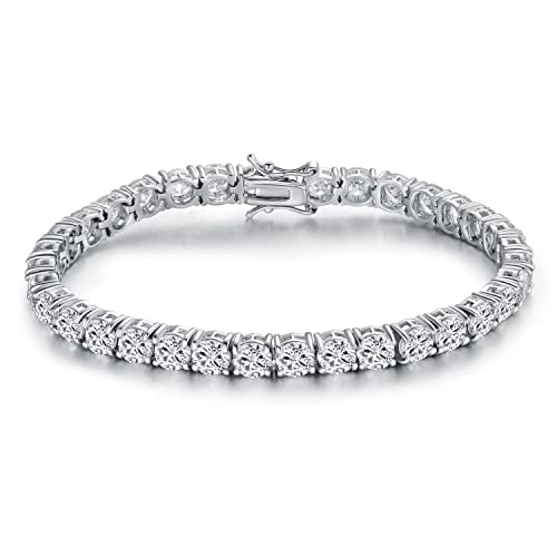 18K Yellow Gold/White Gold Plated Wedding Jewelry Set Tennis Necklace/Bracelet/Earrings Sets Pack of 3 - color: White