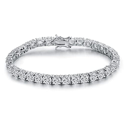 18K Yellow Gold/White Gold Plated Wedding Jewelry Set Tennis Necklace/Bracelet/Earrings Sets Pack of 3 - color: White