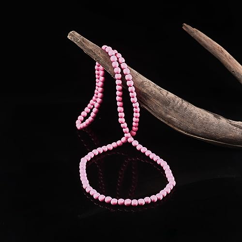 COLORFUL BLING 8MM Natural Wood Bead Necklace Africa Wooden Chain Statement Unisex Chunky Strand Necklaces Hip Hop Jewelry - color: light pink