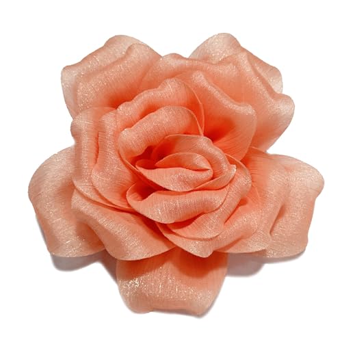 Flash Camellia Flower Brooch Pin for Women Men Elegant Texture Fabric Dahlia Rose Floral Brooches Lapel Pins Dainty Wedding Holiday Party Costume Dress Accessories Jewelry - color: Light Orange