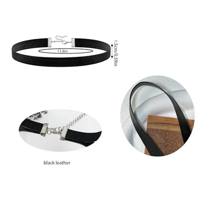 Black Choker Necklace Set Velvet Lace Choker Daisy Gothic Punk Classic Choker - color: 1pcs black leather choker