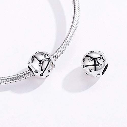 Constellation Charm 925 Sterling Silver Birthstone Bead for Pandora Charms Bracelet-Gift for Anniversary Birthday Christmas Day - color: Aries（3.21-4.19）