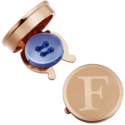 HAWSON Men's Letter Initial Button Cover Cufflinks Letter Rose Gold/Silver Suitable for Formal Business Shirt Letter A-Z - color: Rose Gold Color - F