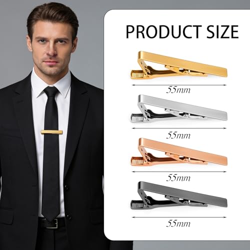 Custom Tie Clips for Men,Personalize Engraved Tie Bar,Stainless Steel Tie Clip for Business, Wedding, Anniversary, Father's Day Gifts,Ideal for Groomsman Best Man Dad Husband Boyfriend - style: 4-Silver