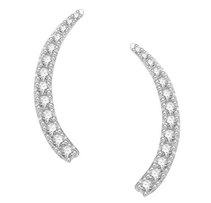Ritastephens Sterling Silver Cubic Zirconia Ear Climber Crawler Earrings 25mm (Yellow or White) - color: White
