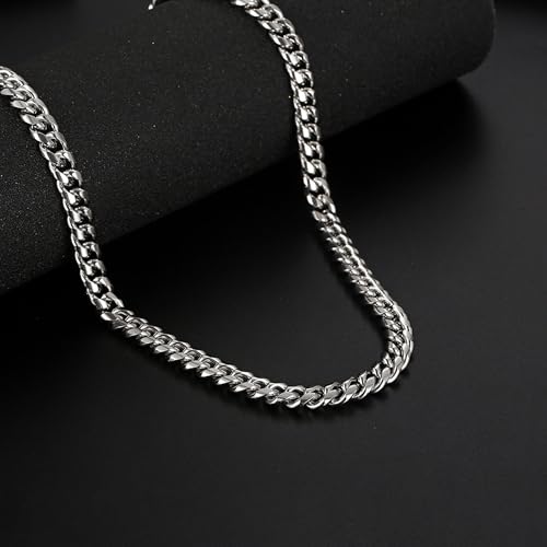 Miami Curb Cuban Link Chain for Men 9mm/12mm Width Chunky Hip Hop Necklace Curb Chains Length Chain 20"/22" for Men Women - color: Silver 9mm -