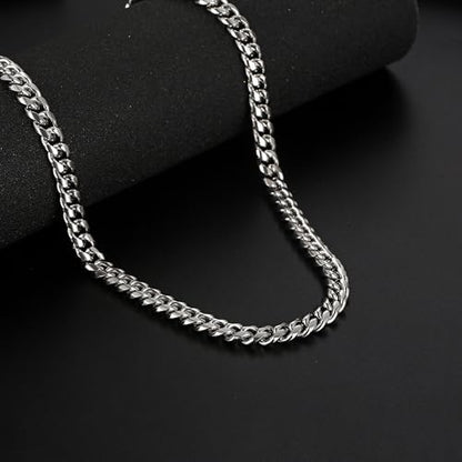 Miami Curb Cuban Link Chain for Men 9mm/12mm Width Chunky Hip Hop Necklace Curb Chains Length Chain 20"/22" for Men Women - color: Silver 9mm -