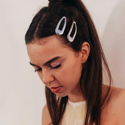 20 PCS Metal Snap Hair Clips Water Drop No Slip Barrettes for Women Bright Small Hair Clips For Thick And Thin Fine Hair,Metallic,1.97 x 0.5 In. - color: Metallic