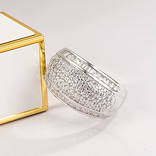 Dankadi Luxury Women Platinum Plated Solid 925 Sterling Silver Ring 5A Cubic Zircon Inlaid Dense Wedding Ring Sizes 6-10# Fashion Jewelry Gift Party Accessories
