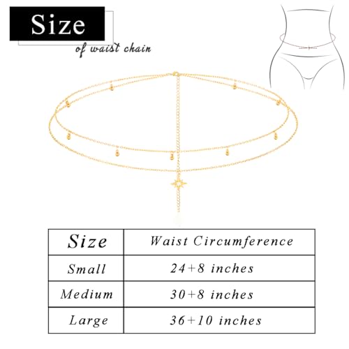 Waist Chain Silver Beads Belly Chain Gold silver Women Dainty Body Jewelry Accessories - color: gold sun - 36 + 10 in