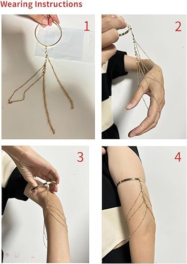Simple Crystal Bead Tassel Upper Arm Chain Bracelet Multi-layered Bikini Armlet Rhinestone Adjustable Open Arm Cuff Bangle Bracelets Summer Beach Body Jewelry for Women - style: Silver