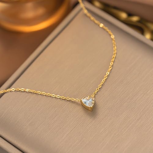Luxval Diamond Pendant Gold Necklace for Women，Dainty 18k Gold Plated Choker Necklaces Simple Gold Jewelry Gifts for Women - color: Gold-Heart