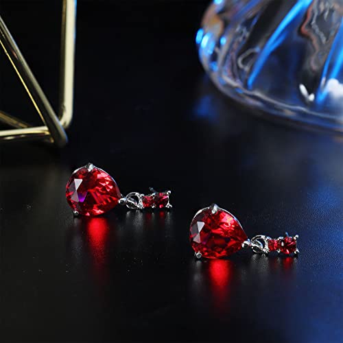 JOERICA 9 Pairs Stainless Steel CZ Dangle Earrings for Women Crystal Teardrop Earrings Set Multicolor Cubic Zirconia Birthstone Drop Earrings