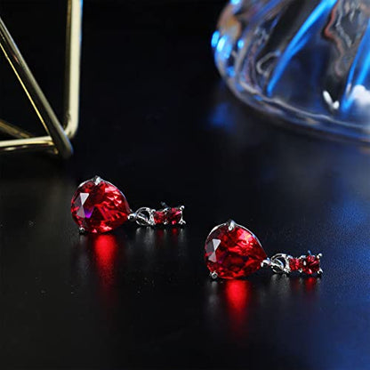 JOERICA 9 Pairs Stainless Steel CZ Dangle Earrings for Women Crystal Teardrop Earrings Set Multicolor Cubic Zirconia Birthstone Drop Earrings