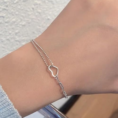 925 Sterling Silver Plated Heart Charm Bracelet for Women - Dainty Chain Love Gift Idea - style: Style2