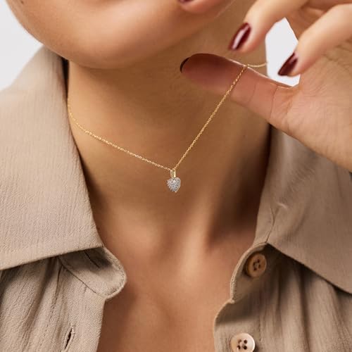 Ana Luisa Lev Puffy Heart Necklace for Women - Paperclip Chain w/ 14K Gold Plated & Silver Rhodium Plated Small Puffed Heart Pendant - Hypoallergenic, Water-Resistant, Tarnish-Free Jewelry - style: Cubic Zirconia
