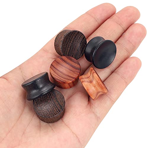 Qmcandy 2g-13/16 inch Sun Moon Natural Wood Wooden Acrylic Ear Tunnels Plugs Piercing Gauge Expander Set - color: D 6pcs 0g(8mm)