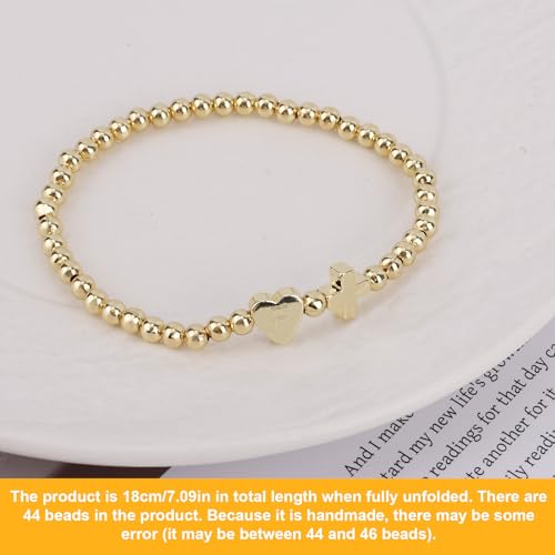 Mikovivi Women's Cross Bracelet with Initial Beads, Elastic Heart Alphabet Charm Stackable Beaded Bracelet Religious Christian Jewelry Gift - style: Letter F