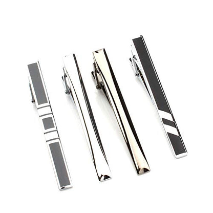 Tie Clips for men Tie Bar Clip Set for Regular Ties Necktie Wedding Business Tie Pin Clips - color: 4PCS Colors