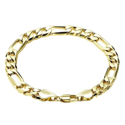Gold Bracelets for Women & Men 14k Gold Figaro Chain Bracelet Trendy Gold Chain Dainty Chunky Charm Bracelet Statement Unisex Ewelry Gifts 6mm/8mm - size: 8mm