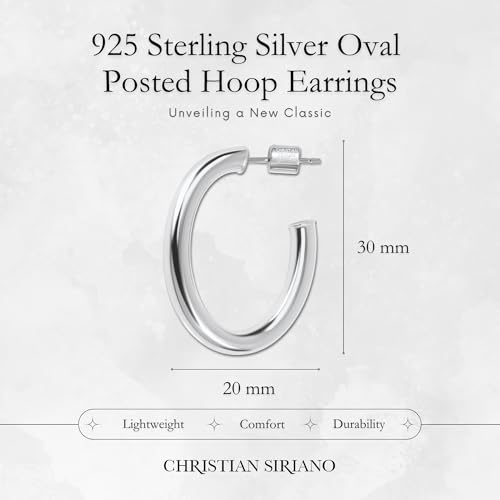 18K Gold Plated Sterling Silver Earrings for Women – Pure & Polished, Twist, Square, Hinged Tube, Abstract & Heart Shape Hoops – Lightweight, Hypoallergenic, Non-Tarnish Jewelry (Sizes: 3x35mm-46x30mm) - color: Silver, size: Polish Hoop (4x35x40mm)
