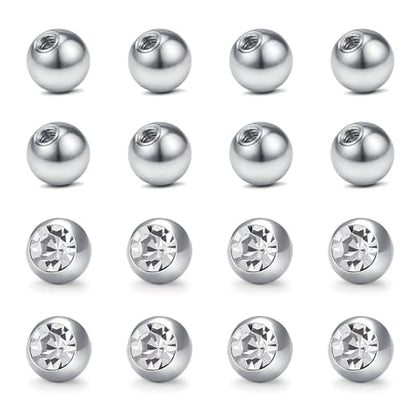 D.Bella 14G 8mm Replacement Balls Surgical Steel Piercing Parts for Barbell Navel Belly Button Rings Piercing Jewelry Clear CZ