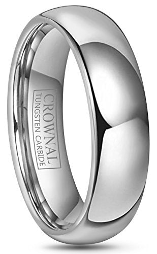 CROWNAL 2mm 4mm 6mm 8mm 10mm Tungsten Wedding Band Ring Men Women Plain Dome Polished Size Comfort Fit Size 3 To 17 - color: 6mm