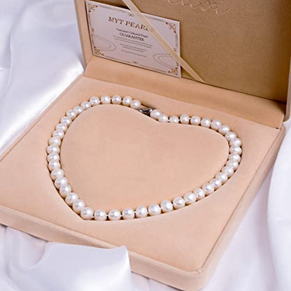 Freshwater Cultured AAAAA Quality Genuine Real Pearl Strand Necklace for Women Fine Jewelry Gifts for Her - size: 40.6 cm, 6.5 - 7.5 mm, style: AAA-Round