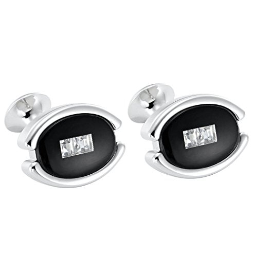 Urban Jewelry Mens Stainless Steel Nautical Knot Cufflinks Sharp Formal | Nautical Cufflinks Stainless Steel Rust Resistant Finish Polished Cufflink Finish Modern Cufflink Design Style - color: Black Eye Cuff Links