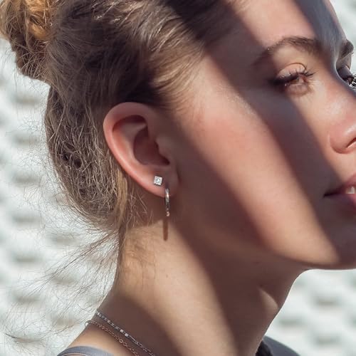 Limerencia Hypoallergenic G23 Pure F136 Implant Grade Titanium Earrings | 20G Flat Back Studs with CZ, Available in Round, Princess-Cut, Square & Ball, Earrings for Women and Men with Sensitive Ears - style: 3mm Square CZ
