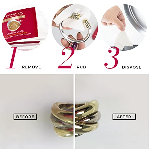 CONNOISSEURS Premium Edition Compact Jewelry Wipes No Rinse Gold and Silver Jewelry Cleaner, Polish and Remove Tarnish to Restore Brilliance, Dry Disposable Wipes, Diamond Dazzle Stik - style: Jewelry Wipes