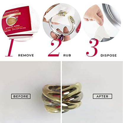 CONNOISSEURS Premium Edition Compact Jewelry Wipes No Rinse Gold and Silver Jewelry Cleaner, Polish and Remove Tarnish to Restore Brilliance, Dry Disposable Wipes, Diamond Dazzle Stik - style: Jewelry Wipes