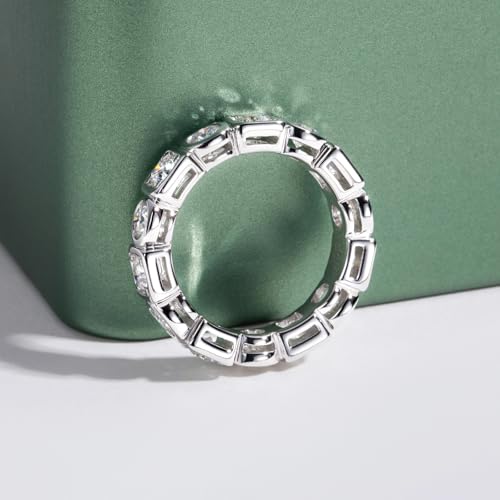 Moissanite Eternity Ring, S925 Sterling Silver Wedding Band for Women - style: Geometric Bezel Eternity Band
