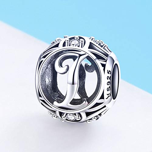 Letter Charms 925 Sterling Silver Initial A-Z Bead Charms | For Bracelets Necklaces, Hypoallergenic,Cubic Zirconia Alphabet Beads, Personalized Gifts for Women - color: I