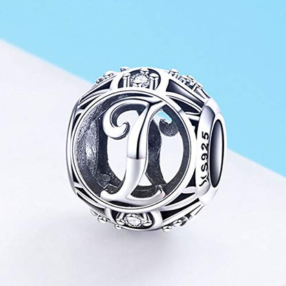 Letter Charms 925 Sterling Silver Initial A-Z Bead Charms | For Bracelets Necklaces, Hypoallergenic,Cubic Zirconia Alphabet Beads, Personalized Gifts for Women - color: I