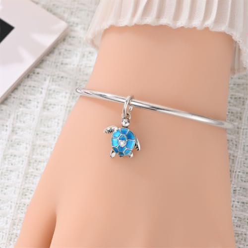 Birthday Fashion Heart Dangle Charm for Bracelets and Necklace Pendant Bead Charms Jewelry Present for Women Family Friends - style: Blue Sea Turtle