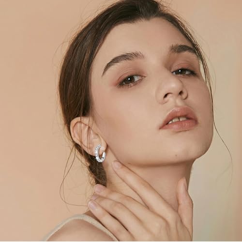 1 Pair Clip On Hoop Earrings Silver Invisible Clip On Earrings Non Pierced Small Adjustable Lightweight for Women