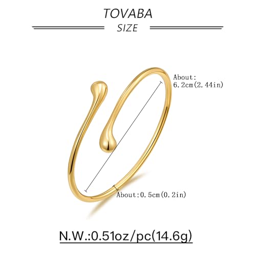 Chunky 14k Gold Cuff Bracelets for Women - Non Tarnish Teardrop Bangle Multi-layer Cross Wire Open Bracelets - color: 05 Gold-Teardrop Cuff Bracelets