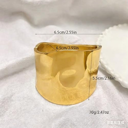 Exquisite and Stylish Gold Bracelet, Fashion Jewelry, Women's Gold Accessories – Ideal Gift for Mom, Wife or Girlfriend - style: Bright Gold Wide Cuff Bracelet