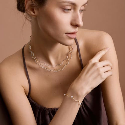 Handmade in Italy Necklace S925 Silver Twist Choker-Necklaces Minimalist Coil Craft Jewelry Mother's Day Christmas Gift for Women - color: 06