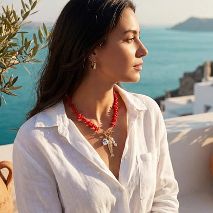 Fish Necklace for Women Sardine Pendant Necklace Summer Fishing Choker Necklace Boho Beach Jewelry - color: URX001