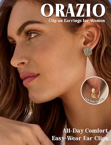 ORAZIO 4Pairs Clip On Earrings for Women Gold Silver Clip On Hoop Earrings Chunky Teardrop Clip Earrings Twist Round Clip On Stud Earrings No Piercing Fake Earrings Set - color: Gold Tone